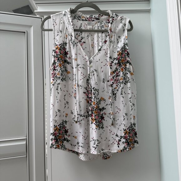 Market & Spruce Ava Tie Neck Floral Sleeveless Top, Size Medium - Picture 5 of 14